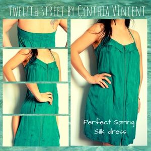 Twelfth Street by Cynthia Vincent Silk Green Dress